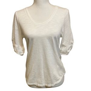 NWT. White House Black Market White Cotton Peasant Blouse.  Size XS